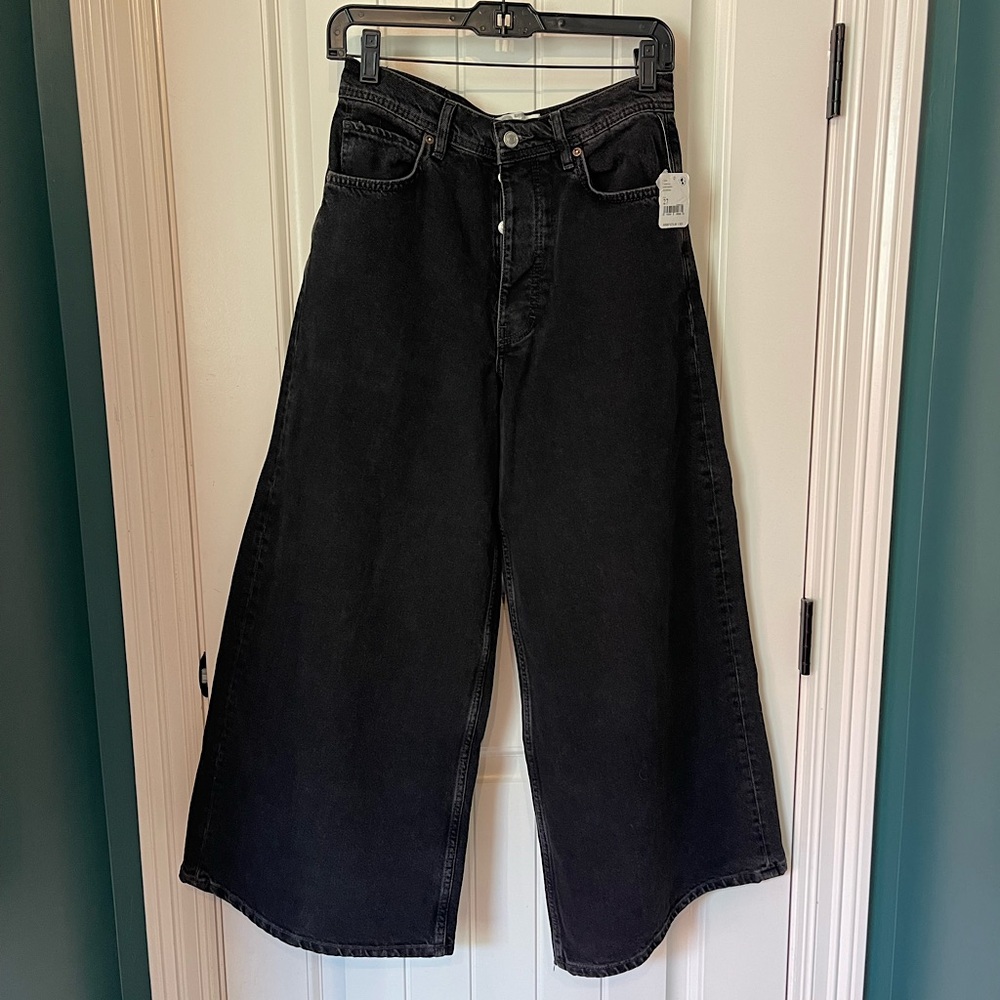 Free People Black Wide Leg Denim